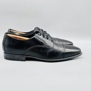 Cole Haan Shoes Mens 8.5 Black Leather Square Cap Toe Oxford Lace Up Dress